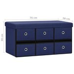 Banc banquette de rangement pliable 76 x 38 x 38 cm faux lin bleu 02_0010816