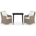 vidaXL Ensemble à manger de jardin 3 Pièces Marron