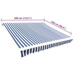 vidaXL Toit d'auvent toile bleu et blanc 3 x 2 5 m (cadre non inclus)