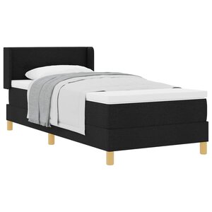 vidaXL Lit à ressorts avec matelas Noir 190 x 90 cm tissu
