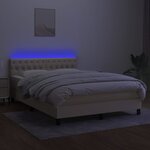 vidaXL Sommier à lattes de lit avec matelas LED Crème 140x190 cm Tissu