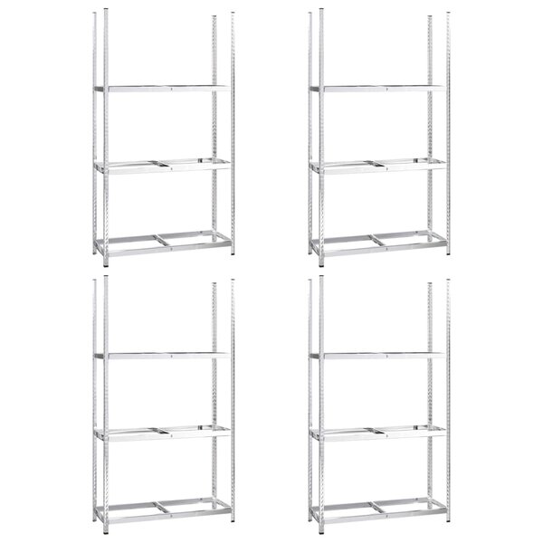 vidaXL Porte-pneus à 3 niveaux 4 Pièces Argenté 110x40x200 cm Acier