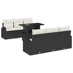vidaXL Ensemble de canapé de jardin 7 Pièces Noir 100 x 55 x 73 cm