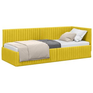 vidaXL Cadre de lit d'angle Jaune 80 cm x 200 cm Velours