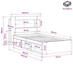 vidaXL Cadre de lit avec rangement Noir 75 x 190 cm Bois d'ingénierie