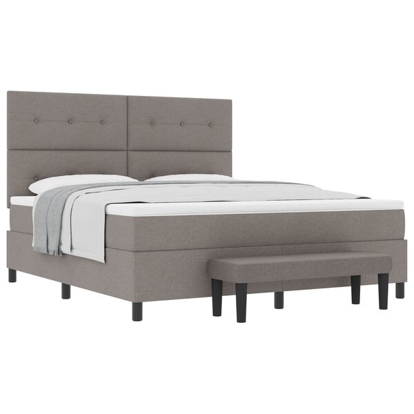 vidaXL Lit à ressorts avec tête de lit Taupe 180 x 200 cm tissu