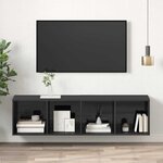 vidaXL Meuble TV mural Gris brillant 37x37x142 5 cm Bois d’ingénierie