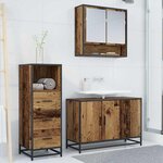 vidaXL Ensemble de mobilier de salle de bain 3 Pièces Bois Ancien