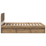 vidaXL Cadre de lit Chêne artisan 135 x 190 cm Pin massif