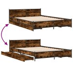 vidaXL Cadre de lit avec tiroirs sans matelas chêne fumé 120x200 cm