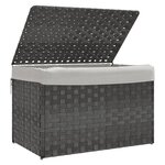 vidaXL Panier à linge avec couvercle gris 55 5x35x34 cm résine tressée