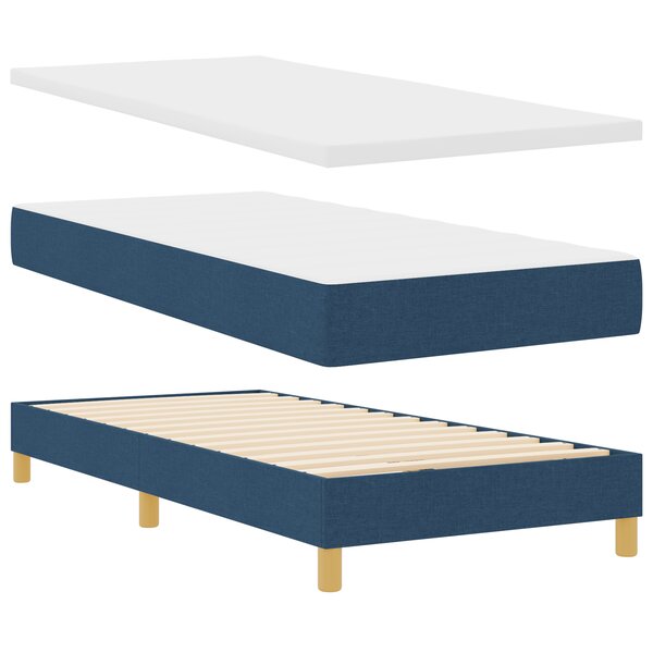 Lit à ressort vidaXL avec matelas en bleu  100x200 cm en tissu