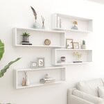 vidaXL Étagères cube murales 4 Pièces blanc brillant bois d'ingénierie