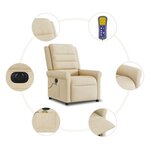 vidaXL Fauteuil inclinable de massage électrique crème tissu