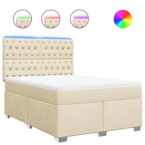 vidaXL Sommier à lattes de lit avec matelas Crème 160x200 cm Tissu