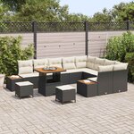 vidaXL Ensemble de canapé de jardin avec coussin 12 Pièces Noir et Crème