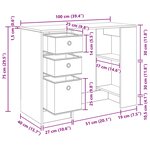 vidaXL Bureau Gris béton 100 x 40 x 75 cm Bois d'ingénierie