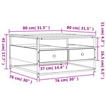 vidaXL Table basse chêne fumé 80x80x45 cm bois d'ingénierie