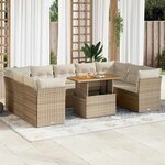 vidaXL Salon de jardin avec coussins 10 Pièces beige résine tressée