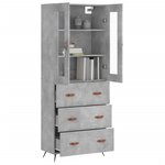 vidaXL Buffet haut Gris béton 69 5x34x180 cm Bois d'ingénierie
