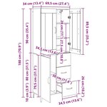 vidaXL Haut Armoire Montage mural Chêne artisanal 69 5 x 34 x 180 cm