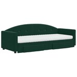 vidaXL Lit de jour avec gigogne et tiroirs vert foncé 80x200cm velours