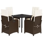 vidaXL Ensemble à manger de jardin 5 Pièces et coussins marron poly rotin