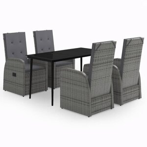 vidaXL Ensemble de salle à manger de jardin avec coussins 5 Pièces Gris