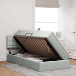 vidaXL Lit de rangement LED avec matelas Gris clair 90 x 200 cm