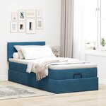 vidaXL Cadre de lit ottoman avec matelas bleu foncé 90x200 cm velours