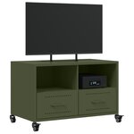 vidaXL Meuble TV vert olive 68x39x43 5 cm acier