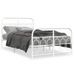 vidaXL Cadre de lit métal sans matelas et pied de lit blanc 120x190 cm