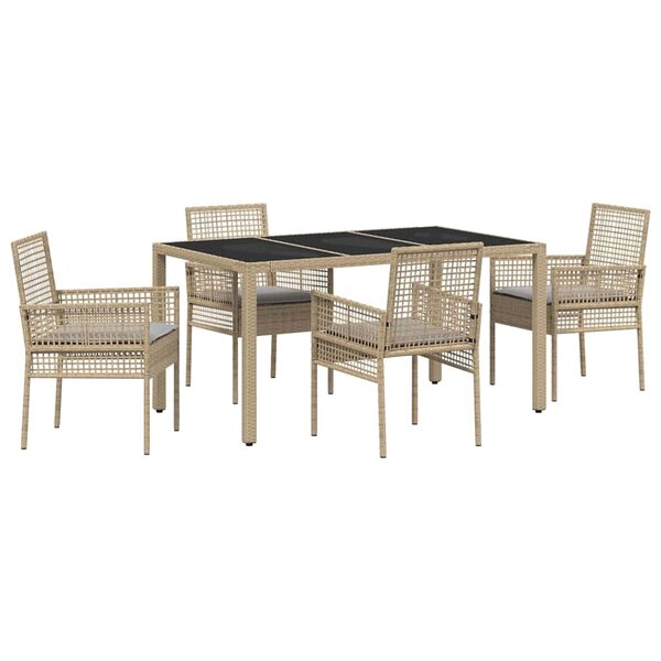 vidaXL Ensemble de salle à manger pour jardin 5 Pièces Beige Poly rotin