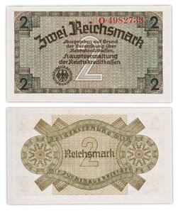 Billet de Collection 2 reichsmark 1940 1945 Allemagne - Neuf - PR127 - Reichskreditkasse