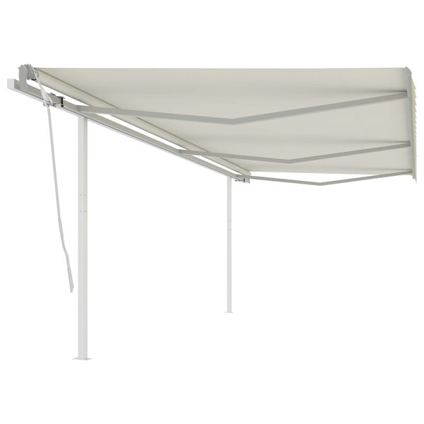 vidaXL Auvent manuel rétractable avec poteaux 6x3 5 m Crème