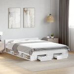 vidaXL Cadre de lit avec tiroirs sans matelas blanc 140x200 cm
