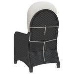 Chaise inclinable vidaXL avec coussin en poly rotin noir