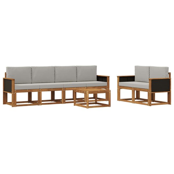 vidaXL Ensemble de canapés d'extérieur 6 Pièces Naturel et gris clair