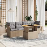 vidaXL Salon de jardin avec coussins 5 Pièces beige résine tressée