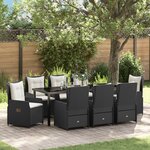 vidaXL Ensemble de salle à manger de jardin 9 pièces en poly rotin noir
