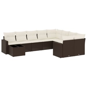 vidaXL Salon de jardin 10 Pièces avec coussins marron résine tressée