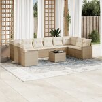 vidaXL Salon de jardin 11 Pièces avec coussins beige résine tressée