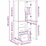 vidaXL Haut Armoire Bois Ancien 69 5 x 34 x 180 cm Bois d'ingénierie