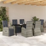 vidaXL Ensemble de salle à manger de jardin 7 pièces avec coussins Gris Poly Rattan