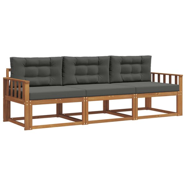 vidaXL Ensemble de canapés d'extérieur 3 pc Naturel et Anthracite