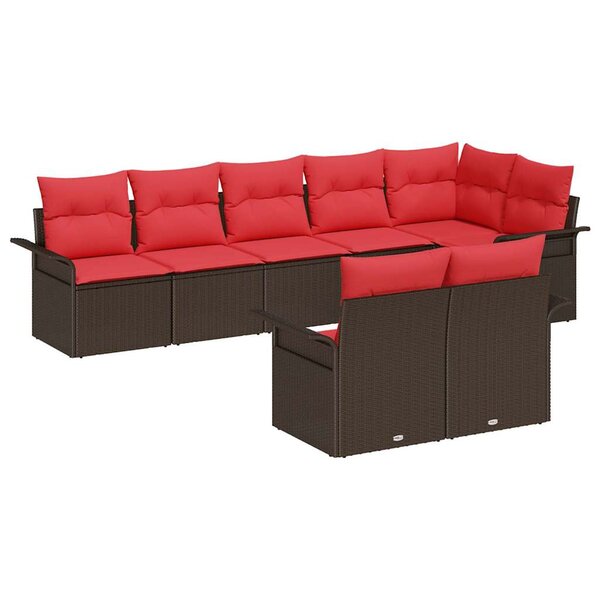 vidaXL Ensemble de canapé de jardin 8 Pièces Marron Poly rotin