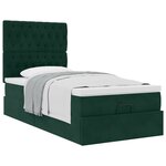 vidaXL Cadre de lit ottoman avec matelas vert foncé 100x200 cm velours