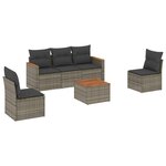 vidaXL Salon de jardin 6 Pièces avec coussins gris résine tressée