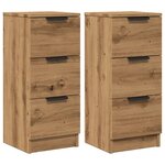 vidaXL Buffets 2 Pièces chêne artisanal 30x30x70 cm bois d'ingénierie