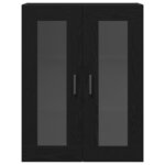 vidaXL Meuble de cabinet mural avec portes en verre chêne noir 69 5x34x90 cm
